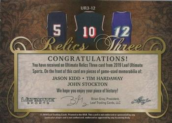 2019 Leaf Ultimate Sports - The Ultimate Relics 3 Silver #UR3-12 Jason Kidd / Tim Hardaway / John Stockton Back