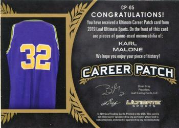 2019 Leaf Ultimate Sports - Ultimate Career Patch Purple #CP-05 Karl Malone Back