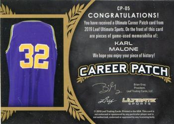 2019 Leaf Ultimate Sports - Ultimate Career Patch Platinum #CP-05 Karl Malone Back
