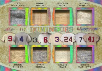 2019 Leaf Ultimate Sports - Ultimate Domin8ors Relics Silver #UD8-10 Ted Williams / Duke Snider / Babe Ruth / Stan Musial / Johnny Mize / Willie Mays / Mickey Mantle / Eddie Mathews Front