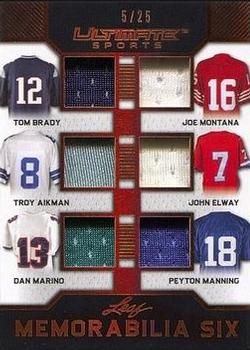 2019 Leaf Ultimate Sports - Ultimate Memorabilia 6 #U6-04 Tom Brady / Joe Montana / Troy Aikman / John Elway / Dan Marino / Peyton Manning Front