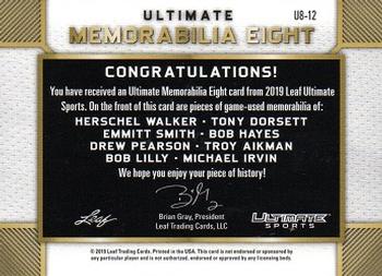 2019 Leaf Ultimate Sports - Ultimate Memorabilia 8 #U8-12 Herschel Walker / Tony Dorsett / Emmitt Smith / Bob Hayes / Drew Pearson / Troy Aikman / Bob Lilly / Michael Irvin Back