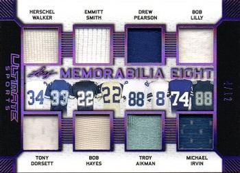 2019 Leaf Ultimate Sports - Ultimate Memorabilia 8 Purple #U8-12 Herschel Walker / Tony Dorsett / Emmitt Smith / Bob Hayes / Drew Pearson / Troy Aikman / Bob Lilly / Michael Irvin Front