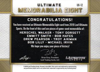 2019 Leaf Ultimate Sports - Ultimate Memorabilia 8 Silver #U8-12 Herschel Walker / Tony Dorsett / Emmitt Smith / Bob Hayes / Drew Pearson / Troy Aikman / Bob Lilly / Michael Irvin Back