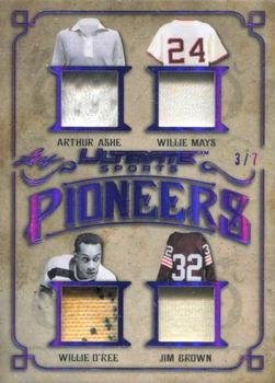 2019 Leaf Ultimate Sports - Ultimate Pioneers 4 Relics Purple #UP4-03 Arthur Ashe / Willie Mays / Willie O'Ree / Jim Brown Front