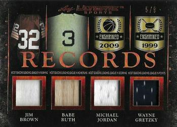 2019 Leaf Ultimate Sports - Ultimate Records Relics #UR-03 Jim Brown / Babe Ruth / Michael Jordan / Wayne Gretzky Front