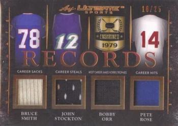 2019 Leaf Ultimate Sports - Ultimate Records Relics #UR-08 Bruce Smith / John Stockton / Bobby Orr / Pete Rose Front