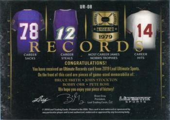 2019 Leaf Ultimate Sports - Ultimate Records Relics Platinum #UR-08 Bruce Smith / John Stockton / Bobby Orr / Pete Rose Back