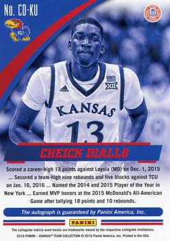 2016 Panini Kansas Jayhawks - Autographs #CD-KU Cheick Diallo Back