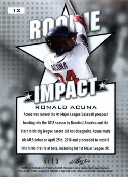 2019 Leaf Best of Sports - Rookie Impact Blue Wave #12 Ronald Acuna Back