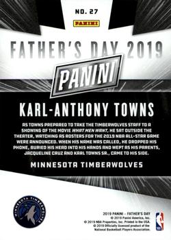2019 Panini Father's Day #27 Karl-Anthony Towns Back