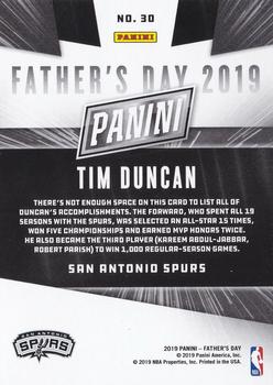 2019 Panini Father's Day #30 Tim Duncan Back