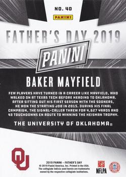 2019 Panini Father's Day #40 Baker Mayfield Back