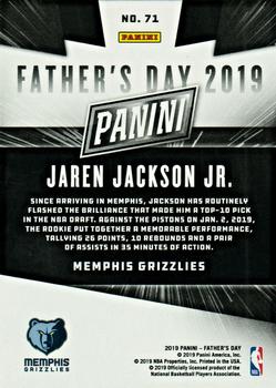 2019 Panini Father's Day #71 Jaren Jackson Jr. Back