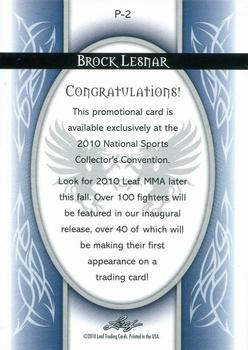2010 Leaf National Convention #P-2 Brock Lesnar Back