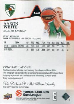 2019 Upper Deck Goodwin Champions - Turkish Airlines EuroLeague Autographs #A-AW Aaron White Back