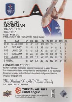 2019 Upper Deck Goodwin Champions - Turkish Airlines EuroLeague Autographs #A-AM Adrien Moerman Back