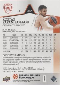 2019 Upper Deck Goodwin Champions - Turkish Airlines EuroLeague Autographs #A-KP Kostas Papanikolaou Back