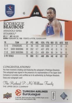 2019 Upper Deck Goodwin Champions - Turkish Airlines EuroLeague Autographs #A-RB Rodrigue Beaubois Back