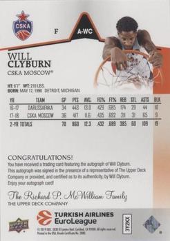 2019 Upper Deck Goodwin Champions - Turkish Airlines EuroLeague Autographs #A-WC Will Clyburn Back