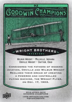 2019 Upper Deck Goodwin Champions - Turquoise #92 Orville Wright / Wilbur Wright Back