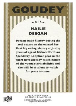 2019 Upper Deck Goodwin Champions - Goudey 3-D Lenticular #GL6 Hailie Deegan Back