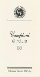 2003-04 Firenze Campioni di Futuro (Future Stars) #33 Milan Baros Back