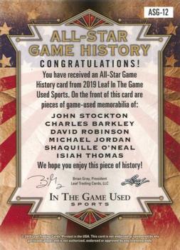 2019 Leaf In the Game Used - All-Star Game History 6 Relics #ASG-12 John Stockton / Charles Barkley / David Robinson / Michael Jordan / Shaquille O'Neal / Isiah Thomas Back