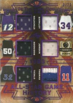 2019 Leaf In the Game Used - All-Star Game History 6 Relics Purple #ASG-12 John Stockton / Charles Barkley / David Robinson / Michael Jordan / Shaquille O'Neal / Isiah Thomas Front
