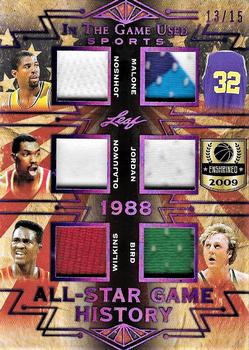 2019 Leaf In the Game Used - All-Star Game History 6 Relics Purple #ASG-13 Magic Johnson / Karl Malone / Hakeem Olajuwon / Michael Jordan / Dominique Wilkins / Larry Bird Front