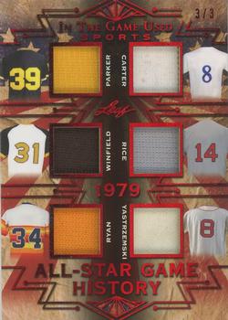 2019 Leaf In the Game Used - All-Star Game History 6 Relics Red #ASG-05 Dave Parker / Gary Carter / Dave Winfield / Jim Rice / Nolan Ryan / Carl Yastrzemski Front
