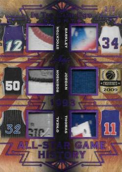 2019 Leaf In the Game Used - All-Star Game History 6 Relics Prime Purple #ASG-12 John Stockton / Charles Barkley / David Robinson / Michael Jordan / Shaquille O'Neal / Isiah Thomas Front