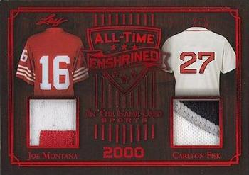 2019 Leaf In the Game Used - All-Time Enshrined Dual Relics Red #ATE-03 Joe Montana/Carlton Fisk Front