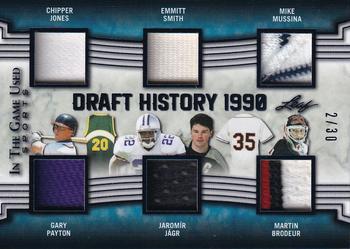 2019 Leaf In the Game Used - Draft History 6 Relics #DH-15 Chipper Jones / Gary Payton / Emmitt Smith / Jaromír Jágr / Mike Mussina / Martin Brodeur Front