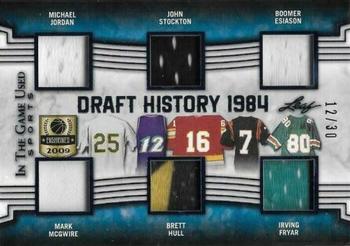 2019 Leaf In the Game Used - Draft History 6 Relics #DH-19 Michael Jordan / Mark McGwire / John Stockton / Brett Hull / Boomer Esiason / Irving Fryar Front