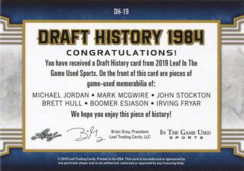 2019 Leaf In the Game Used - Draft History 6 Relics Silver #DH-19 Michael Jordan / Mark McGwire / John Stockton / Brett Hull / Boomer Esiason / Irving Fryar Back
