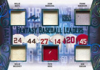 2019 Leaf In the Game Used - Fantasy Baseball Leaders 6 Relics Platinum Blue #FBL-05 Willie Mays / Willie McCovey / Juan Marichal / Pete Rose / Frank Robinson / Bob Gibson Front