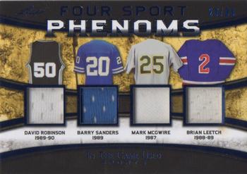 2019 Leaf In the Game Used - Four Sport Phenoms Quad Relics #FSP-07 David Robinson / Barry Sanders / Mark McGwire / Brian Leetch Front