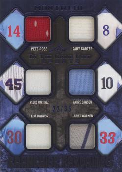 2019 Leaf In the Game Used - Franchise Favorites 6 Relics #FRF-01 Pete Rose / Gary Carter / Pedro Martinez / Andre Dawson / Tim Raines / Larry Walker Front