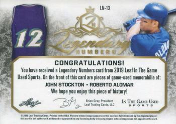 2019 Leaf In the Game Used - Legendary Numbers Dual Relics #LN-13 John Stockton / Roberto Alomar Back