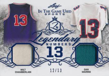 2019 Leaf In the Game Used - Legendary Numbers Dual Relics #LN-14 Wilt Chamberlain / Dan Marino Front