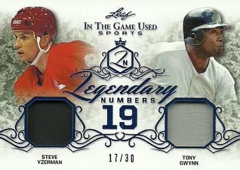 2019 Leaf In the Game Used - Legendary Numbers Dual Relics #LN-17 Steve Yzerman / Tony Gwynn Front