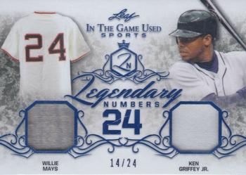 2019 Leaf In the Game Used - Legendary Numbers Dual Relics #LN-22 Willie Mays / Ken Griffey Jr. Front