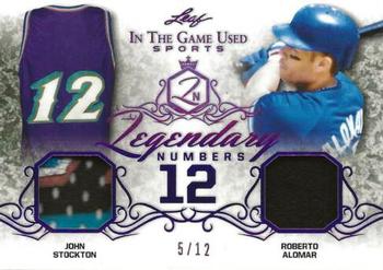 2019 Leaf In the Game Used - Legendary Numbers Dual Relics Purple #LN-13 John Stockton / Roberto Alomar Front