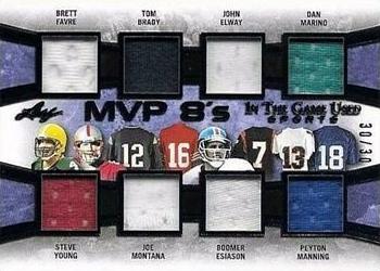 2019 Leaf In the Game Used - MVP 8's Relics #MVP-08 Brett Favre / Steve Young / Tom Brady / Joe Montana / John Elway / Boomer Esiason / Dan Marino / Peyton Manning Front