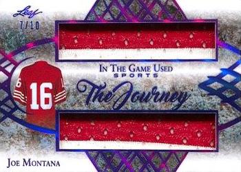 2019 Leaf In the Game Used - The Journey Dual Relics Purple #TJ-06 Joe Montana Front