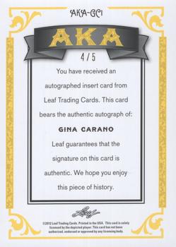 2012 Leaf Legends of Sport - AKA Autographs Gold #AKA-GC1 Gina Carano Back