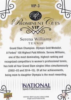 2019 Upper Deck The National VIP Prominent Cuts #VIP-3 Serena Williams Back
