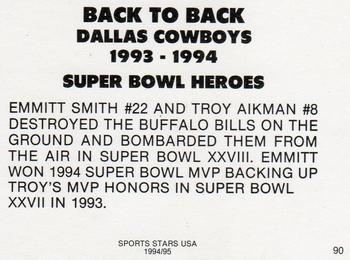 1993-95 Sports Stars USA (unlicensed) #90 Troy Aikman / Emmitt Smith Back