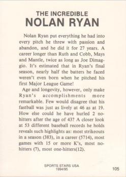 1993-95 Sports Stars USA (unlicensed) #105 Nolan Ryan Back